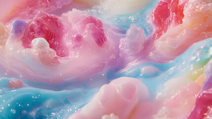 Obraz premium Close up of colorful liquid filled with water and tulip petals in a vibrant cosmic visualization
