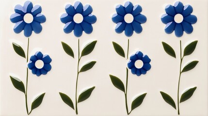 Elegant Repetitive azulejo tile pattern featuring blue and white ornate floral motifs over a textured surface perfect for Mediterranean themes 