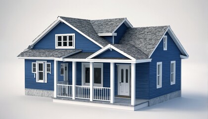 house with blue exterior and white trim.