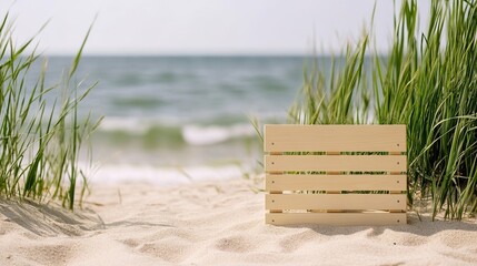 Elegant Rustic wooden signs on a sandy beach pointing toward destinations like paradise snorkeling and bar playful summer travel theme 