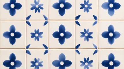 Elegant Seamless pattern of small azulejo tiles arranged in interwoven star and floral shapes Mediterranean cultural fusion 