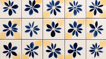 Elegant Seamless pattern of small azulejo tiles arranged in interwoven star and floral shapes Mediterranean cultural fusion 