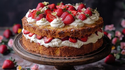 Strawberry Layer Cake, Delicious Dessert