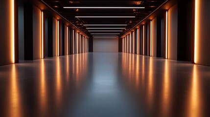 Fototapeta premium Illuminated Corridor: A Modern Architectural Perspective