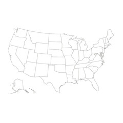 USA outline map vector flat design on isolated white background