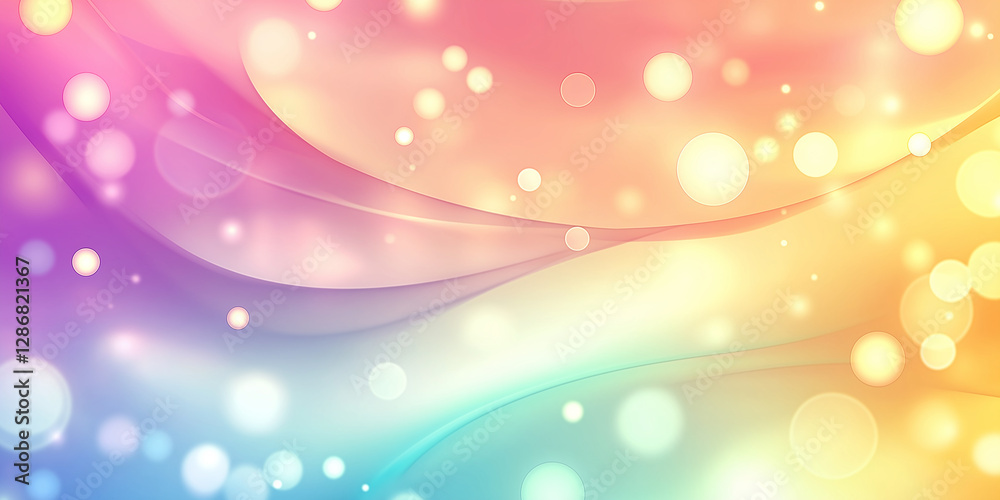 Aufkleber Abstract pastel background with smooth wavy shapes and bokeh lights