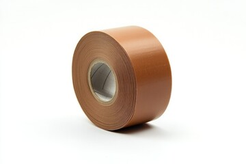 Roll of Brown Adhesive Tape on White Background for Craft Projects