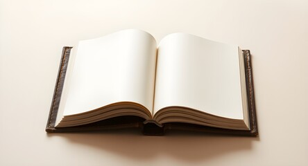 Open blank book, ready for your story.