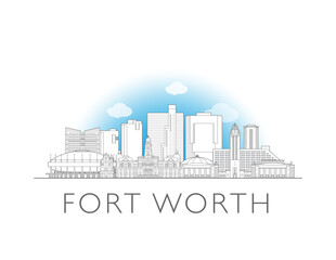 Naklejka premium Fort Worth, Texas skyline cityscape vector illustration