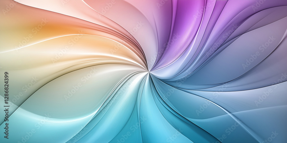 Poster Colorful swirling fractal lines creating a beautiful abstract background