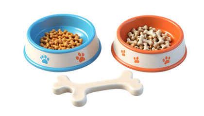 Cartoon pet bone and pet bowl png