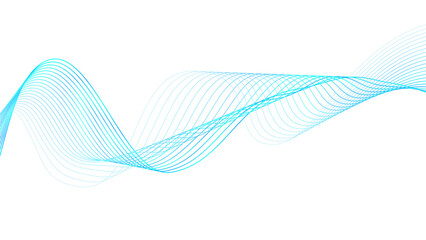 Blue gradient smooth dynamic sound wave, flowing wave lines design element for poster, banner, presentation, cover, brochure, flyer, header