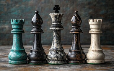 Fototapeta premium A black chess board game represents the concept of planning and decision making for business leaders