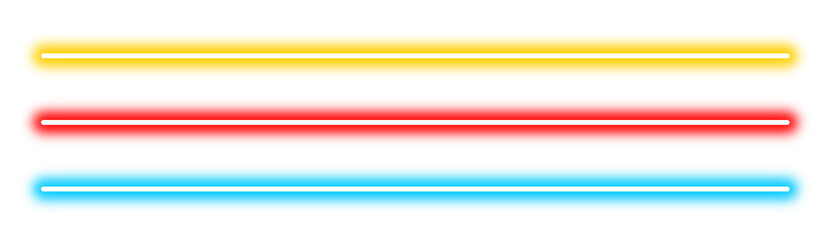 Neon futuristic lines set. Vibrant red, blue, green, yellow, neon lights. Shiny glowing light...