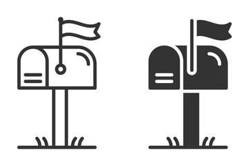 Mailbox with raised flag, mail delivery symbol.