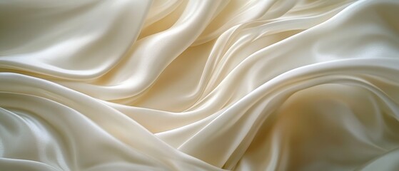 Obraz premium Silky, creamy fabric flows gracefully, curating smooth waves and bright highlights in a gentle and inviting display of elegance.