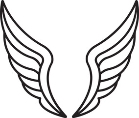 wings line art, black outline, vector and illustration, line art and outline