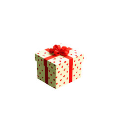 Gift box with hearts isolated on transparent background