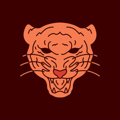 scare face tiger logo design vector illustration template