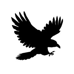 Fototapeta premium Silhouette of a flying raven - vector illustration