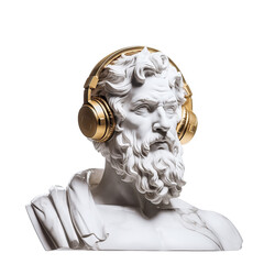Isolated Sculpture Head with Headphones