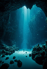 Obraz premium underwater scene with coral reef and fishes