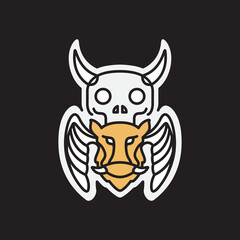 wild boar and skull logo design vector illustration template