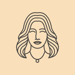 beauty woman with necklace logo design vector illustration template