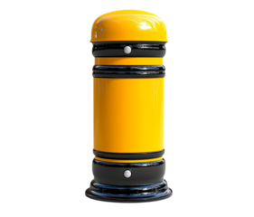 A Yellow And Black Bollard Stands isolated on transparent background