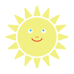 Sun in cartoon style. Morning smile happy sun. EPS 10. Vector illustrations