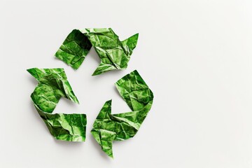 Green recycle arrows on white background eco-friendly concept minimalist style