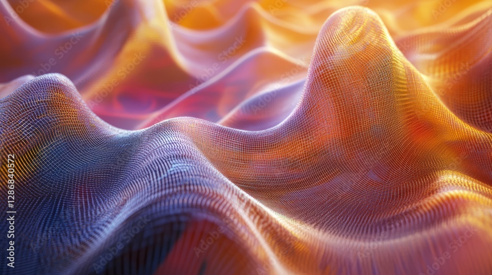 Poster digital wave background featuring dynamic flowing lines and smart technology-inspired structures in 
