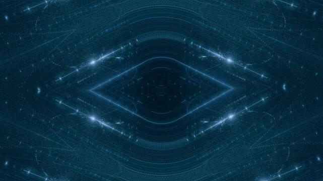 leuchtende Lichtpunkte bewegen sich langsam rautenf&ouml;rmig im Zentrum, digitaler Datentransfer, Algorithmus, Internet, Energie, Datenfluss, Geschwindigkeit, Wandel, Austausch, braun, orange