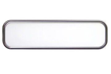 Blank White Rectangular Nameplate with Silver Metal Frame on Transparent Background