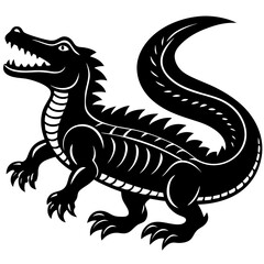 Crocodile Silhouette Vector Icon Ideal for Outdoor & Adventure Projects.