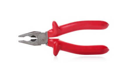 Red pliers isolated on white background