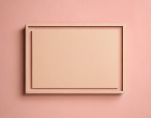 Minimalist wooden frame on a soft pink wall, perfect for showcasing art or photography.