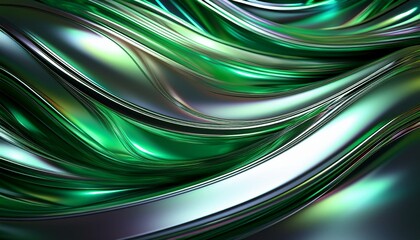 Abstract liquid green chrome background