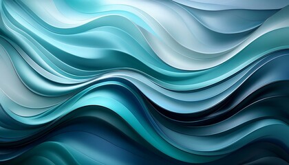 Fototapeta premium Elegant Flowing Waves in Teal and Silver