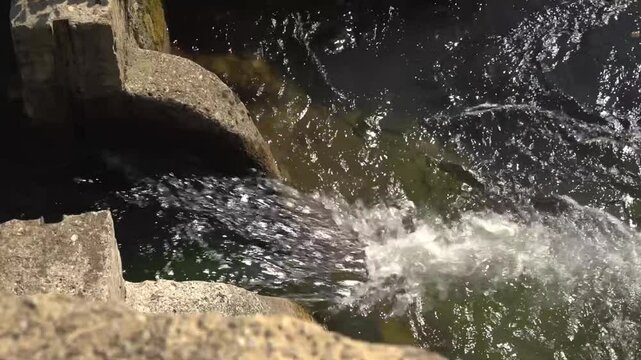 Drainage outlet of a fish ladder in a river in northern Spain - 382
