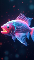 Fototapeta premium a vibrant, stylized illustration of a fish, featuring neon colors and a dynamic pose, perfect for modern digital designs and creative projects.