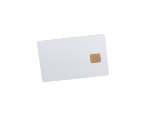 A blank credit card floating in mid-air, showcasing its sleek design and elegance. Ideal for business, advertising, and promotional materials. Isolated on a white background with a clean and