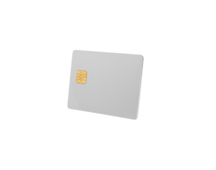 A blank credit card levitating with a sleek, elegant design, featuring a chip. Ideal for business, financial services, and advertising. Isolated on a white background