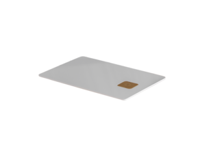 A blank credit card lying, elegant design with a chip and clean texture. Ideal for business, advertising, and promotional use. Isolated on a white background