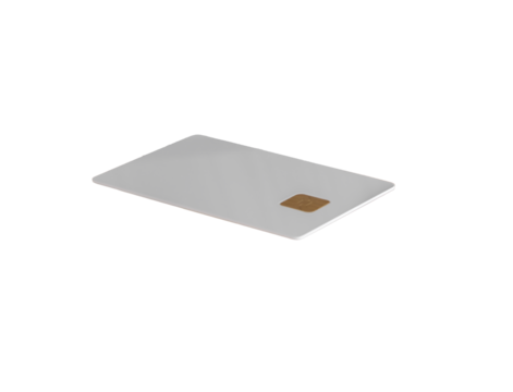 A blank credit card lying, elegant design with a chip and clean texture. Ideal for business, advertising, and promotional use. Isolated on a white background