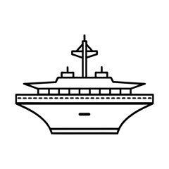 Obraz premium Aircraft Carrier Blueprint Style Line Art Vector