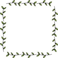 Obraz premium Square frame with beautiful horizontal branches on white background.eps