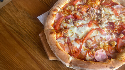 pizza with meat filling, Italian food