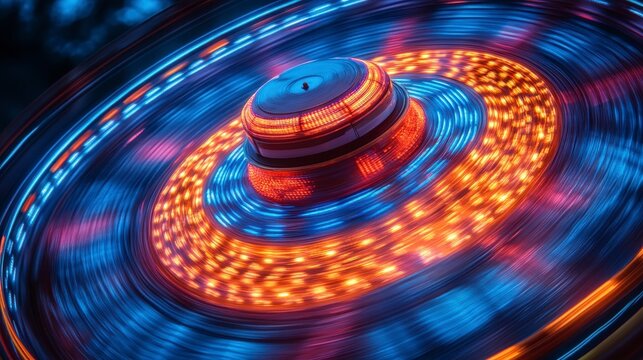 A spinning light display creating a beautiful blurred motion effect