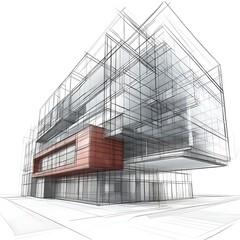 Urban living concept in detailed architectural building sketch high resolution picture